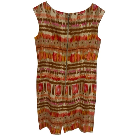 Tahari Multicolor Batik Print Shift Dress Linen Blend Mini Women’s Size 8 - Picture 5 of 12